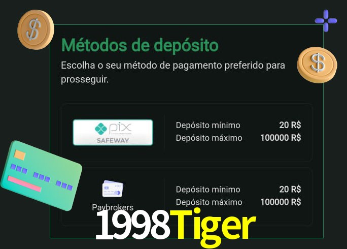 O cassino 1998Tiger oferece uma grande variedade de métodos de pagamento